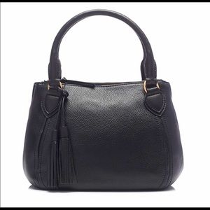J.Crew Peyton black pebbled leather tassel shoulder bag crossbody strap dustbag